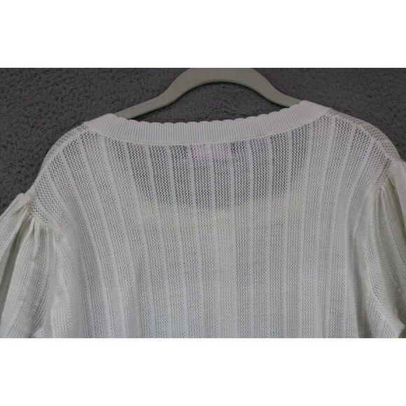 Curlbiuty Vintage Short Sleeve Scalloped Open Knit Button-Up Sweater-Size 2XL - Picture 10 of 10